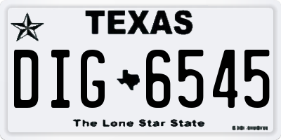 TX license plate DIG6545