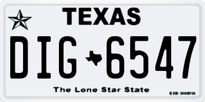 TX license plate DIG6547