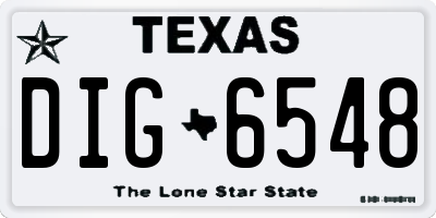 TX license plate DIG6548