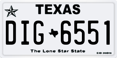 TX license plate DIG6551