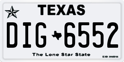 TX license plate DIG6552