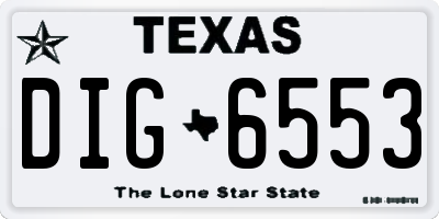 TX license plate DIG6553