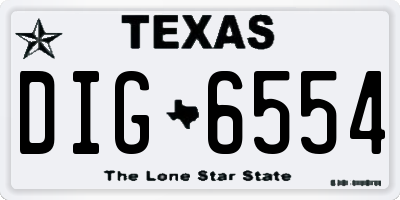 TX license plate DIG6554