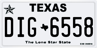 TX license plate DIG6558