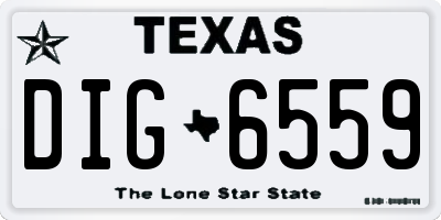 TX license plate DIG6559