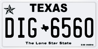 TX license plate DIG6560
