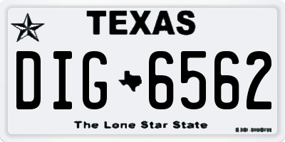 TX license plate DIG6562