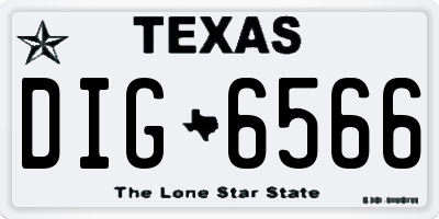 TX license plate DIG6566