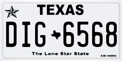 TX license plate DIG6568