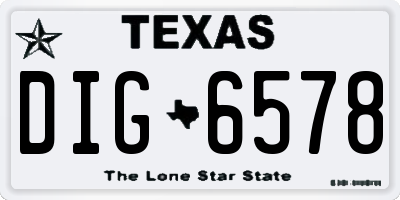 TX license plate DIG6578