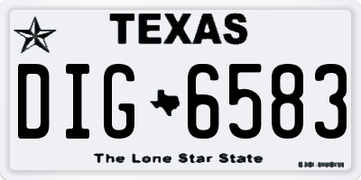 TX license plate DIG6583