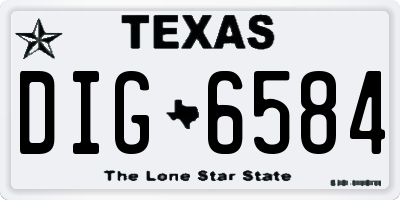 TX license plate DIG6584