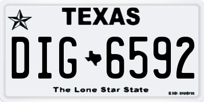TX license plate DIG6592