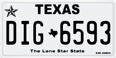 TX license plate DIG6593