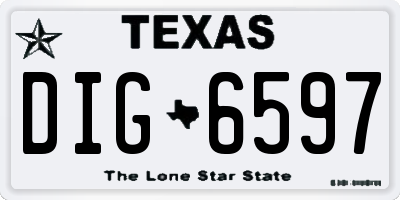 TX license plate DIG6597