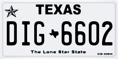 TX license plate DIG6602