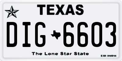 TX license plate DIG6603