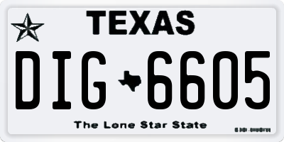 TX license plate DIG6605