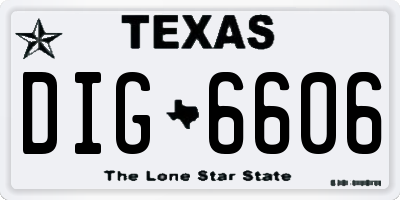 TX license plate DIG6606