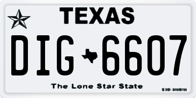 TX license plate DIG6607