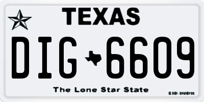 TX license plate DIG6609