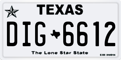 TX license plate DIG6612