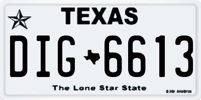 TX license plate DIG6613