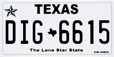 TX license plate DIG6615