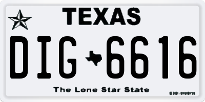 TX license plate DIG6616
