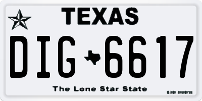 TX license plate DIG6617