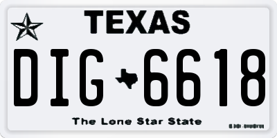 TX license plate DIG6618