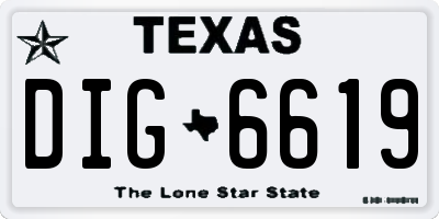 TX license plate DIG6619