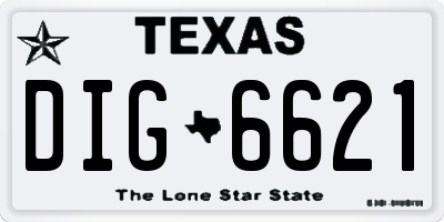 TX license plate DIG6621