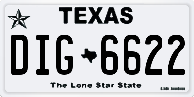 TX license plate DIG6622