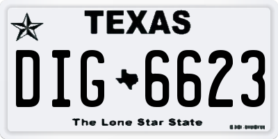 TX license plate DIG6623