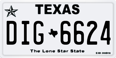 TX license plate DIG6624