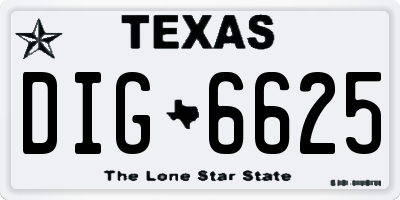 TX license plate DIG6625