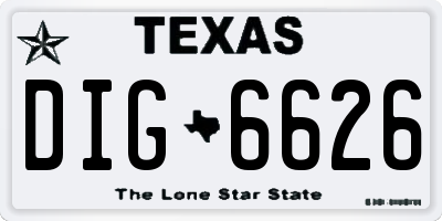 TX license plate DIG6626