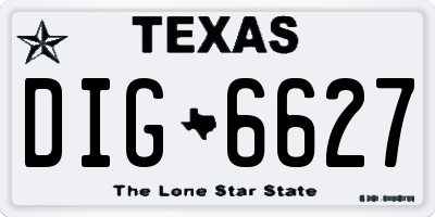 TX license plate DIG6627