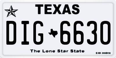 TX license plate DIG6630