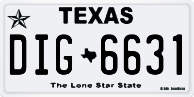TX license plate DIG6631