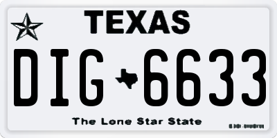 TX license plate DIG6633