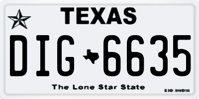 TX license plate DIG6635