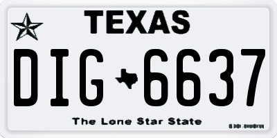 TX license plate DIG6637
