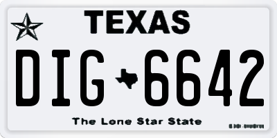 TX license plate DIG6642