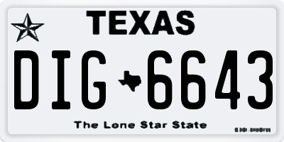 TX license plate DIG6643