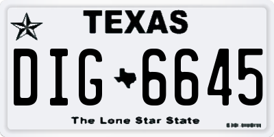 TX license plate DIG6645