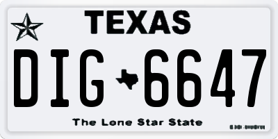 TX license plate DIG6647