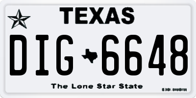 TX license plate DIG6648