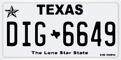 TX license plate DIG6649